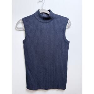 Bradley Vintage 1960's 70's MCM Rib Knit Mock Neck Union Made Sleeveless Zipper